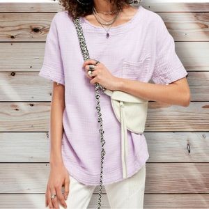 FREE PEOPLE PALO ALTO SHORT SLEEVE GAUZE TOP!